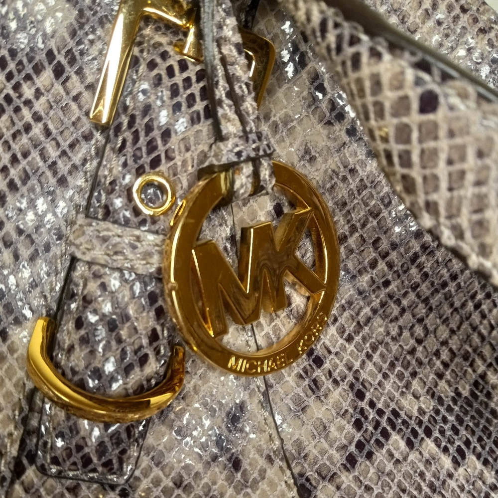 Rare Michael Kors Python Pattern Large Shoulder B… - image 2